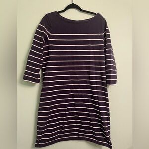 Women’s Lands’ End Striped Navy and White Long Sleeve Dress Size Large